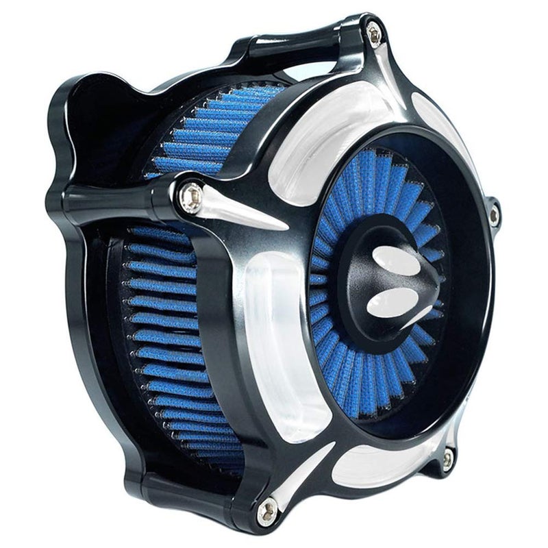 AGECO Air Filter Intake Motorcycle Turbine Cleaner Kit Cnc Cut Chrome for Harley Touring Street Glide 2008 - 2016 Softail 2016 - 2017 Fitment - C (Blue) - Image 4